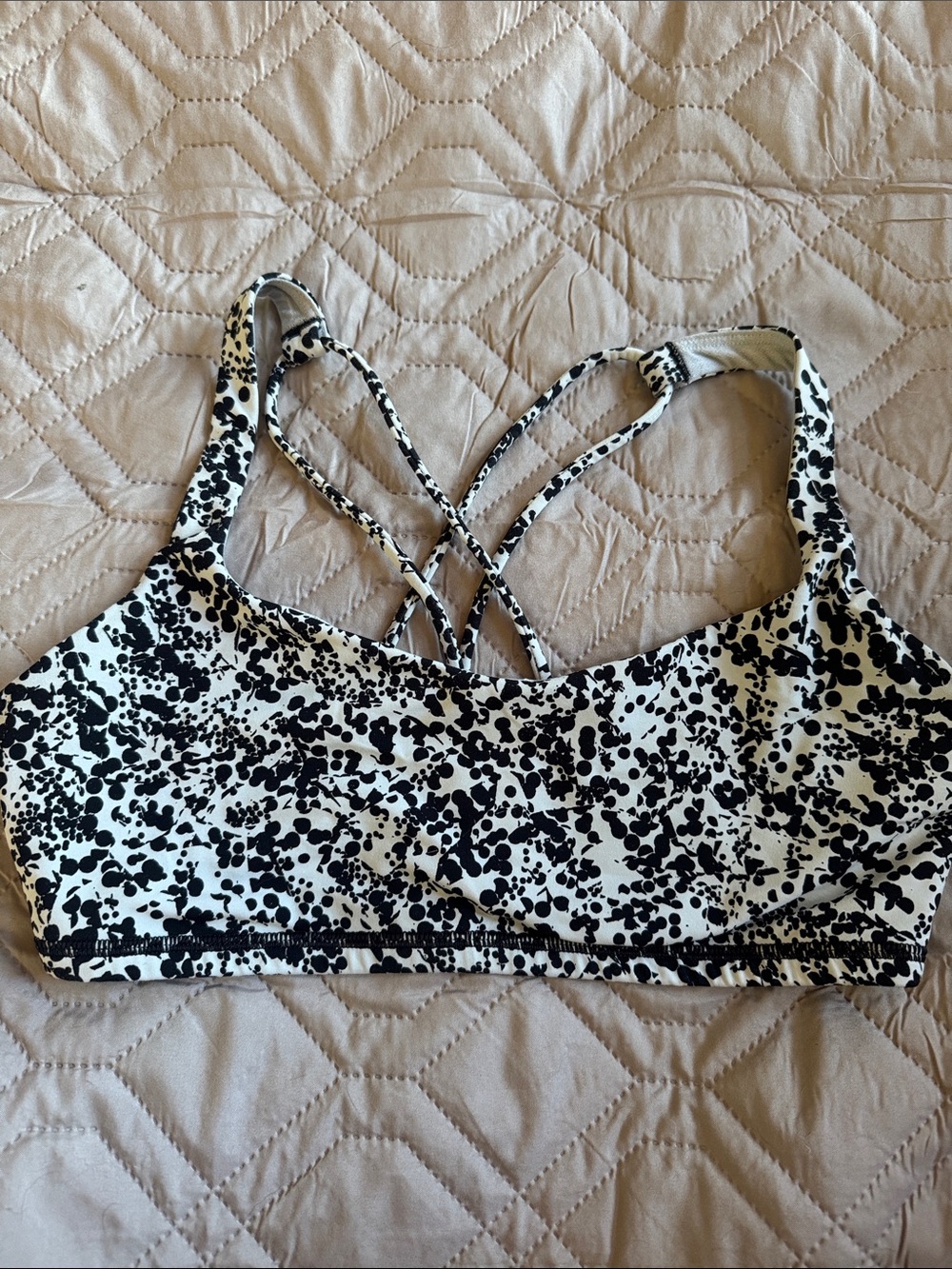 lululemon athletica Black and White Speckled Strappy Sports Bra